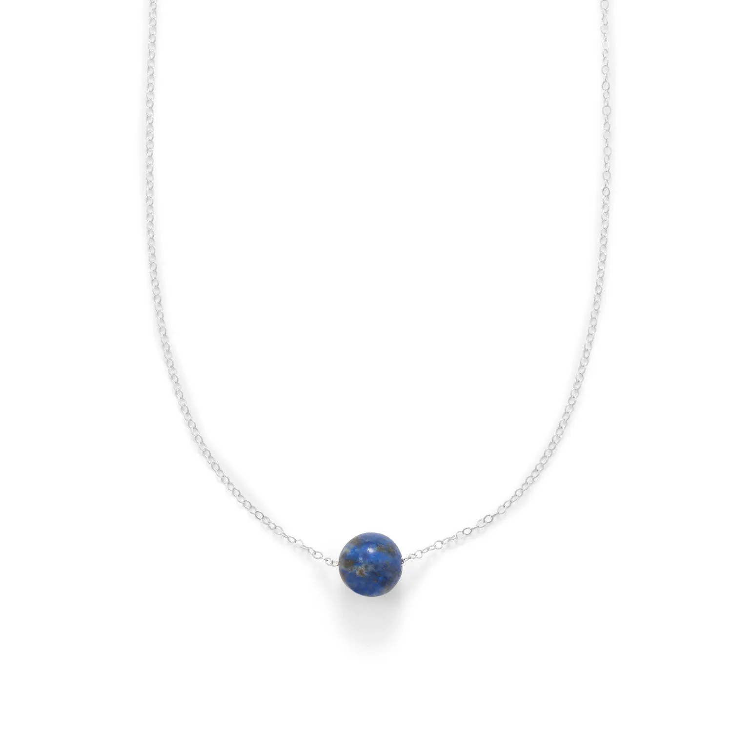 16"   2" Floating Lapis Bead Necklace