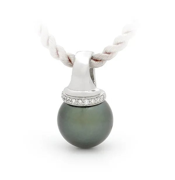 18ct Black Tahitian Pearl & Diamond Pendant