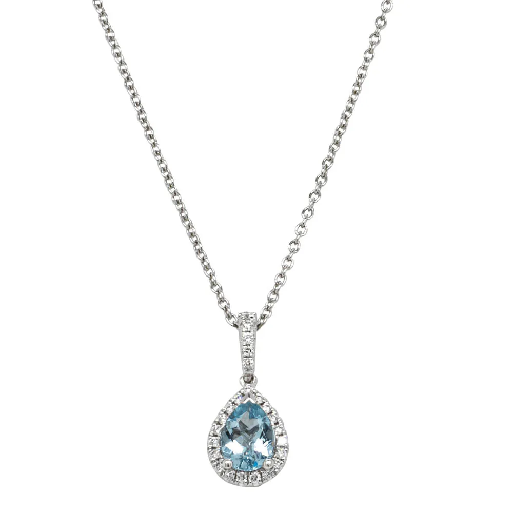 18ct White Gold .56ct Aquamarine & Diamond Mini Sierra Pendant