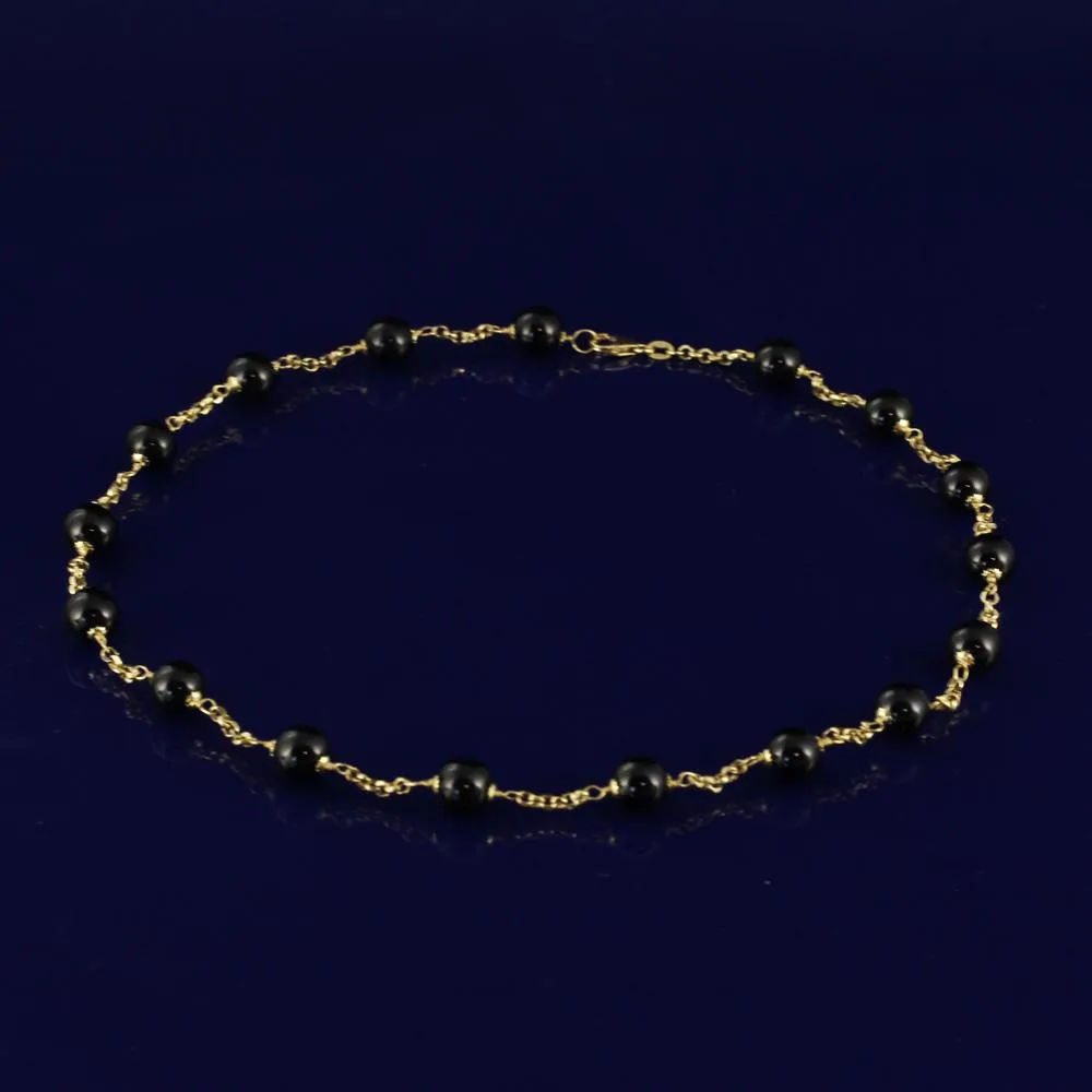 18ct Yellow Gold Onyx 18” Necklace