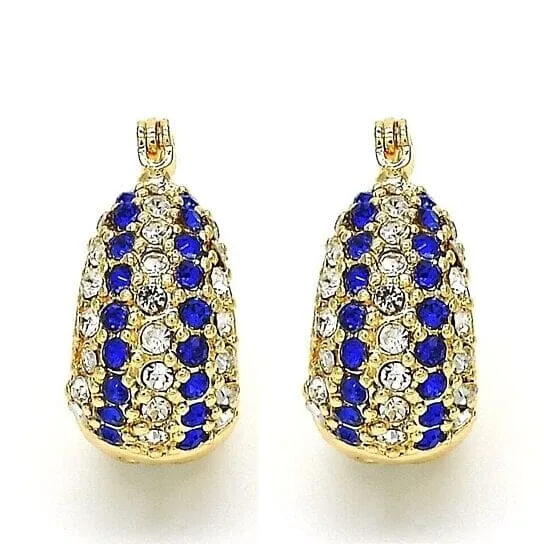 18k Gold Filled High Polish Finish 5 Line Sapphire Crystal Earring