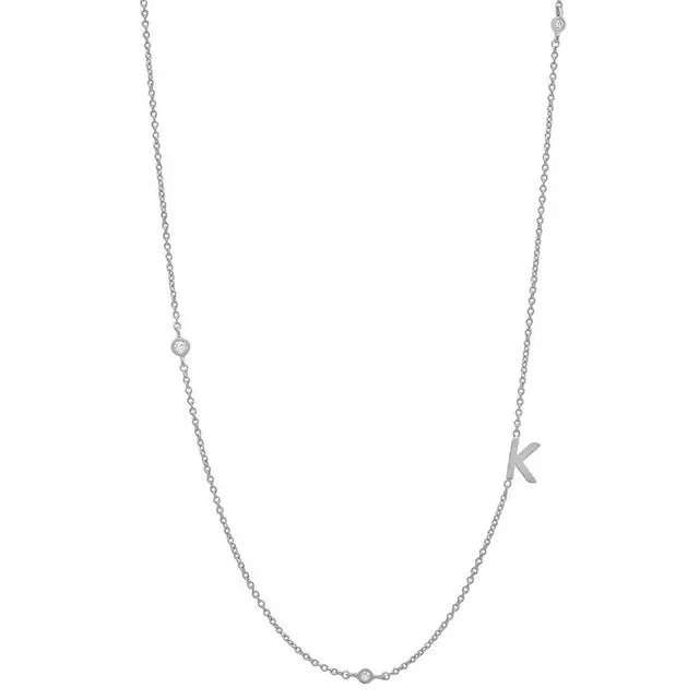 18K Silver Gold Plain Pendant Choker Letter Charm