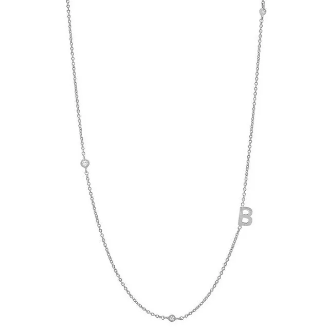 18K Silver Gold Plain Pendant Choker Letter Charm