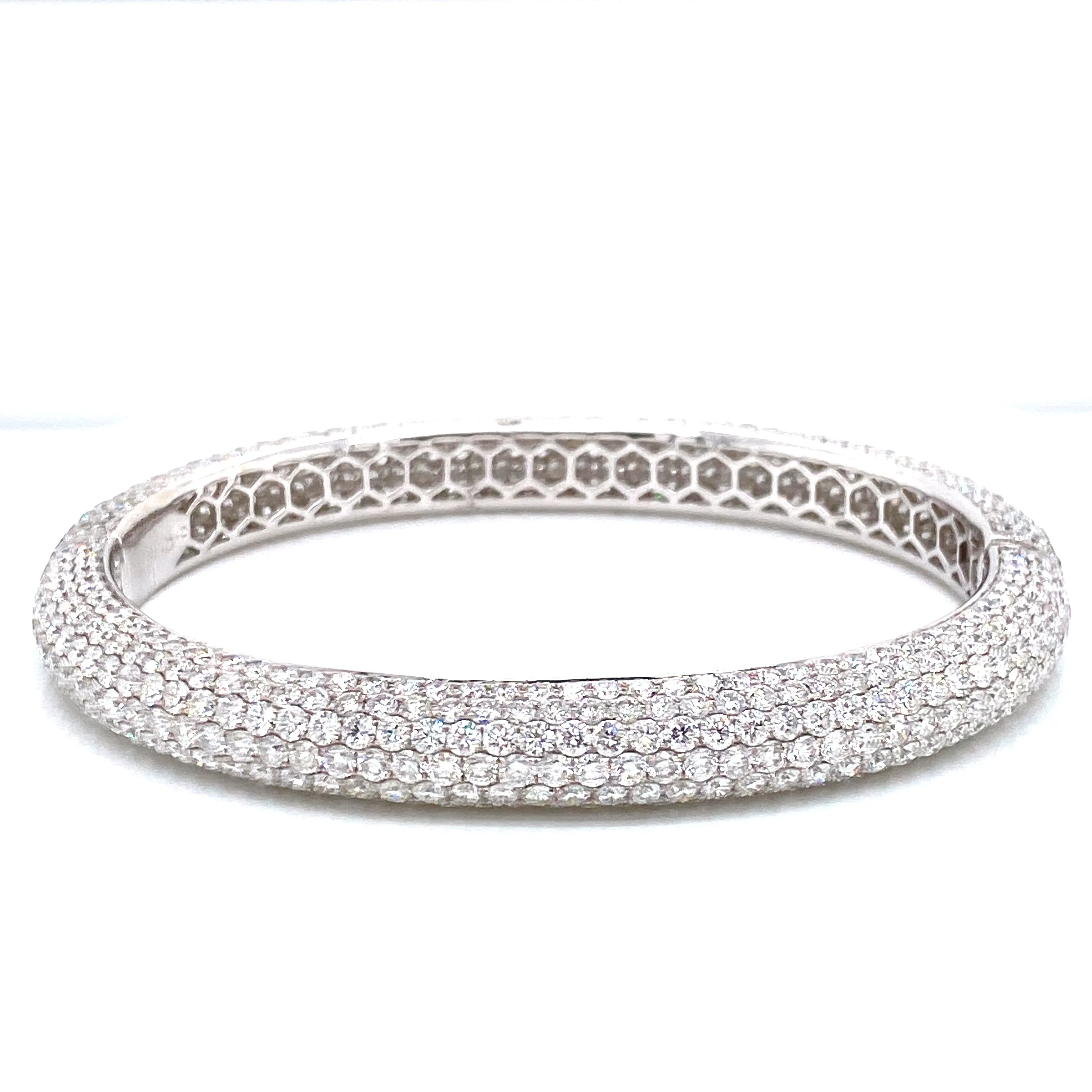 18K White Gold Diamond Eternity Hinged Bangle