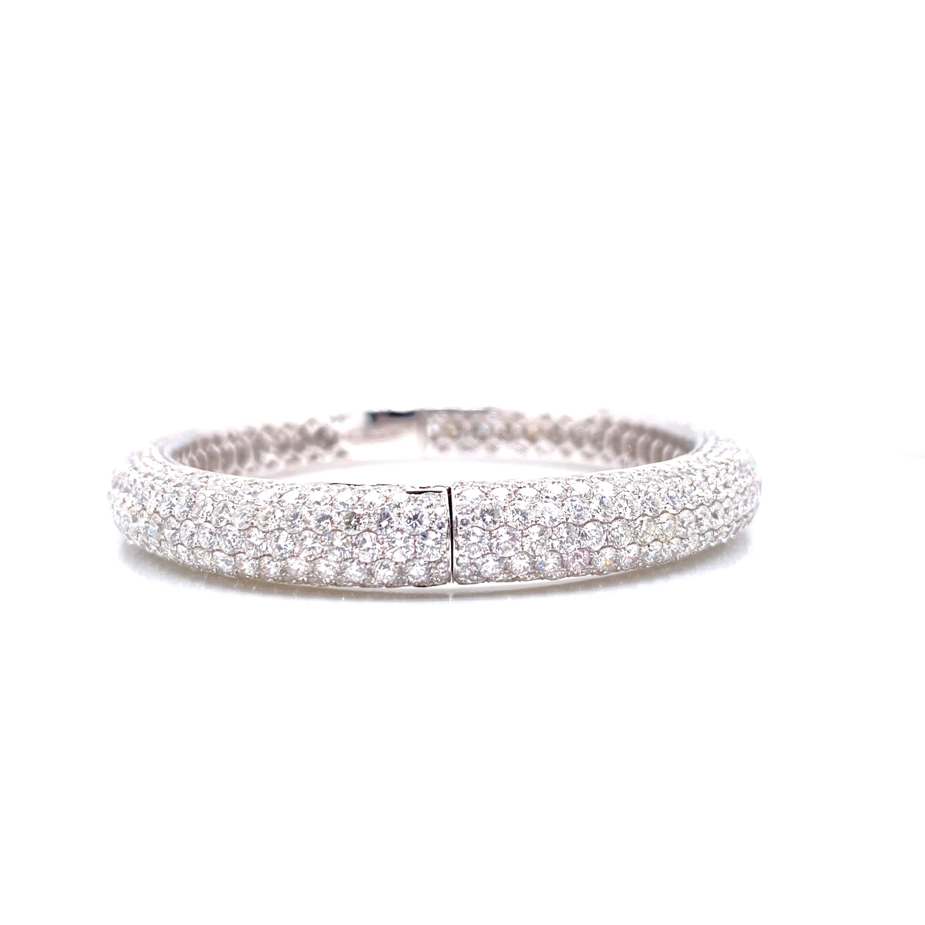 18K White Gold Diamond Eternity Hinged Bangle