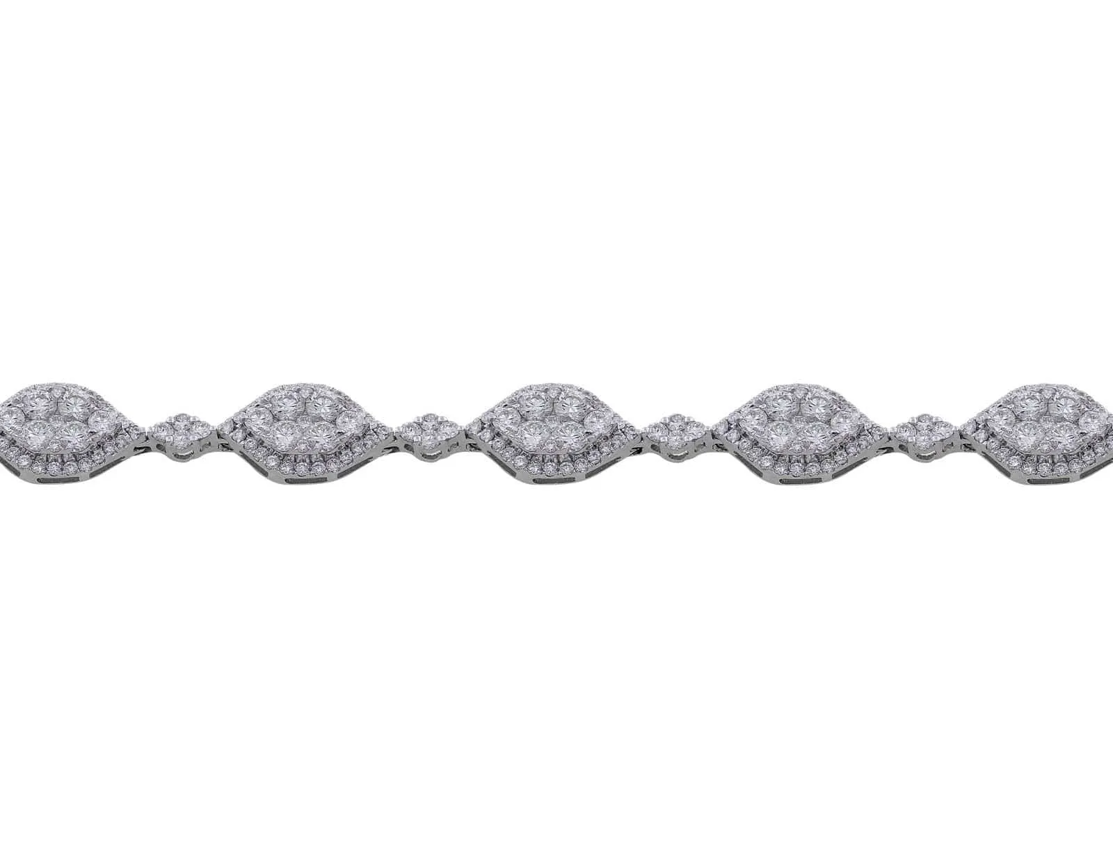 18k White Gold Diamond Marquise-Shaped Bracelet