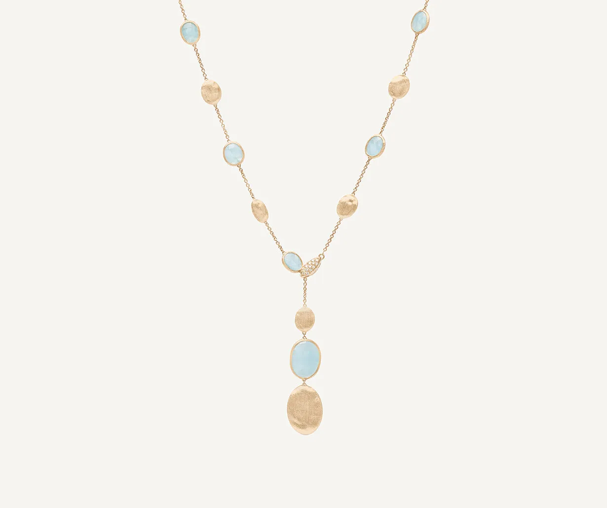 18K Yellow Gold Aquamarine & Gold Lariat