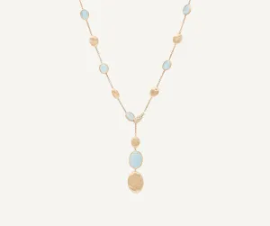 18K Yellow Gold Aquamarine & Gold Lariat