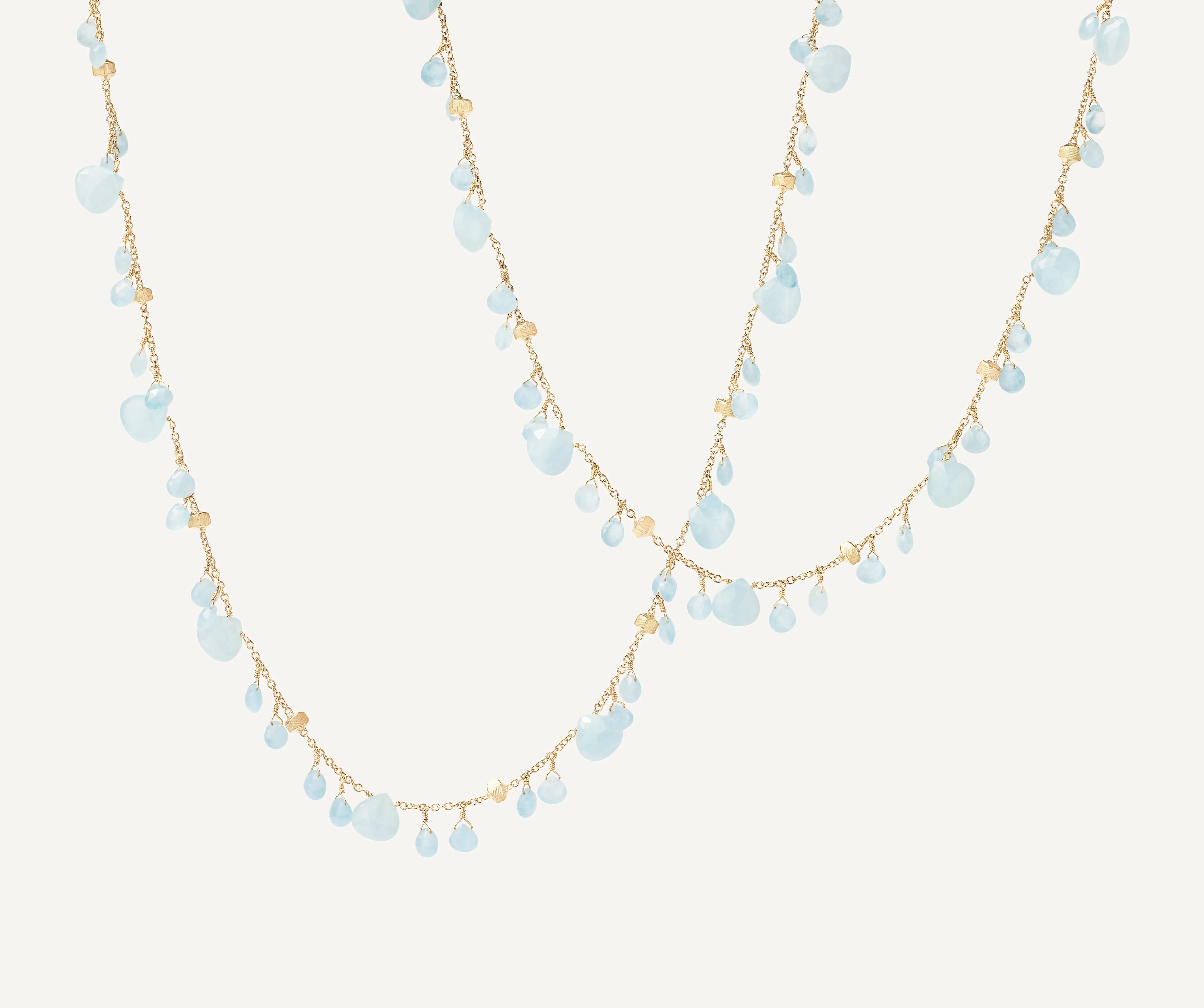 18K Yellow Gold Aquamarine Long Necklace