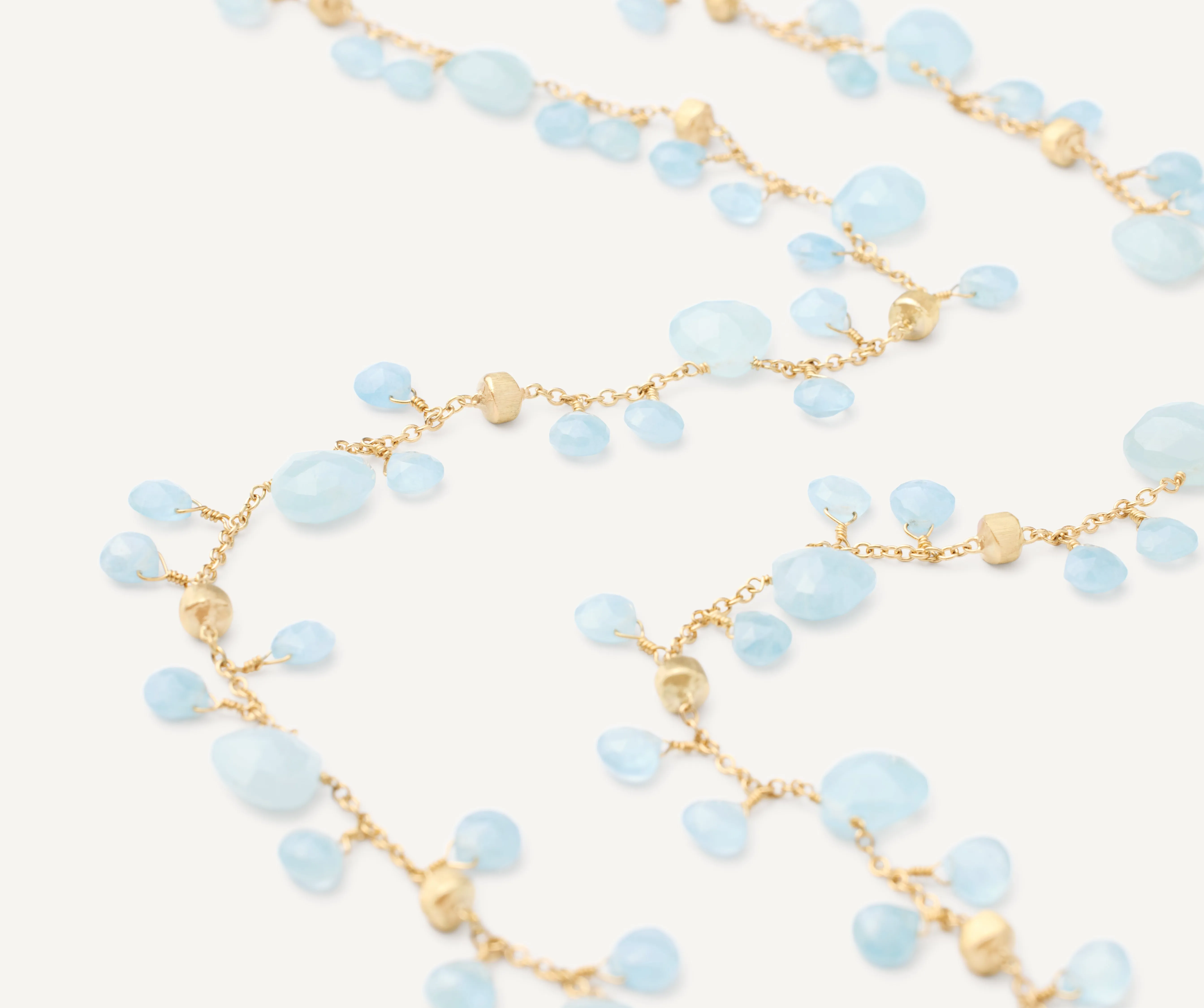 18K Yellow Gold Aquamarine Long Necklace