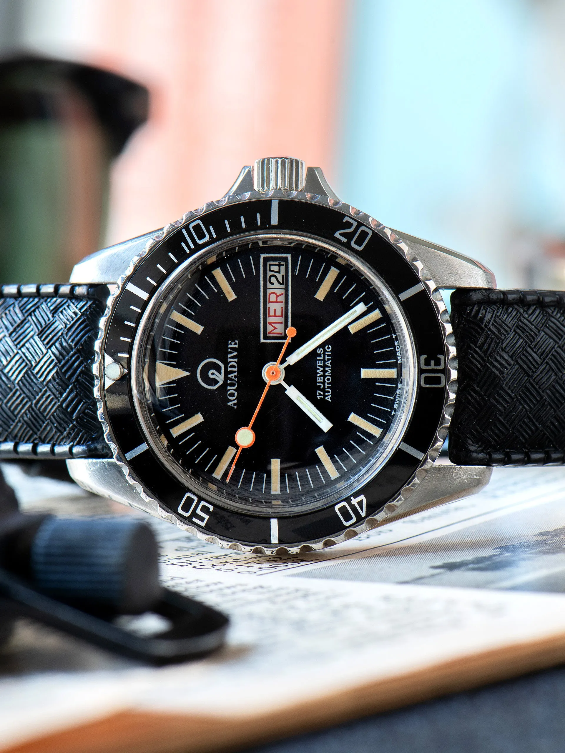 1970s Aquadive Automatic Day-Date Diver (Ref. 10839) Black Dial