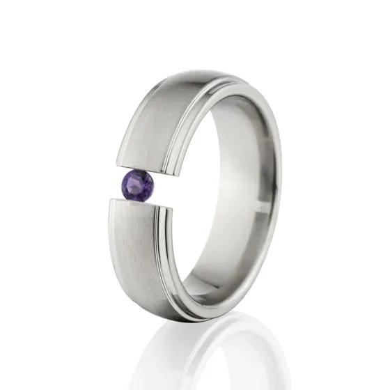 7mm Alexandrite Ring, Alexandrite Tension Set Ring, Titanium Ring