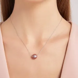 9-12mm Classic Purple Freshwater Pearl Floating Pendant Necklace