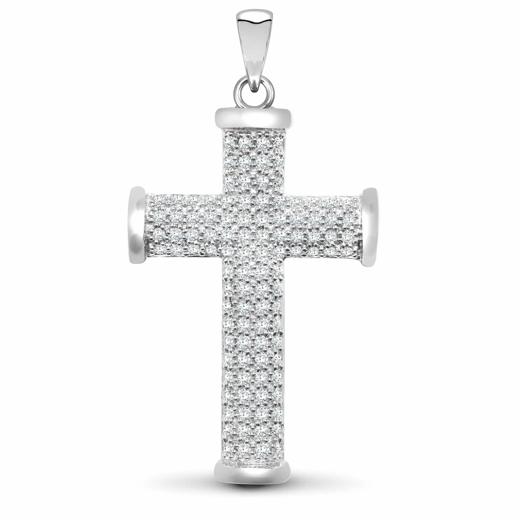 9ct White Gold Diamond Cross