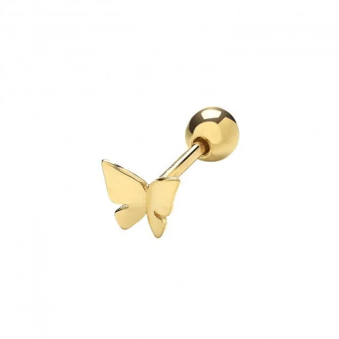 9ct Yellow Gold Butterfly Cartilage 6mm Post Stud ES1909