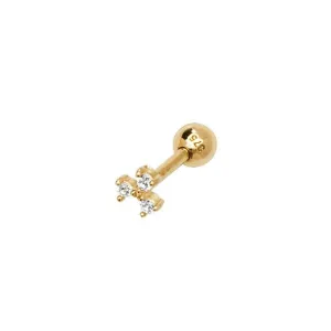 9ct Yellow Gold Triple Zirconia Cartilage 6mm Post Stud ES911