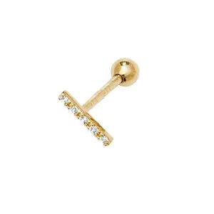 9ct Yellow Gold Zirconia Bar Cartilage 8.5mm Post Stud ES919P