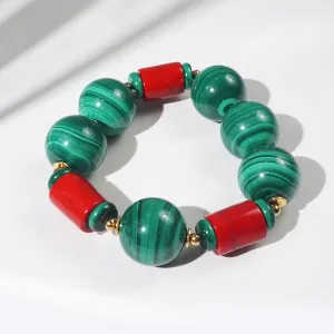 AA-Grade Malachite 20mm and Red Coral