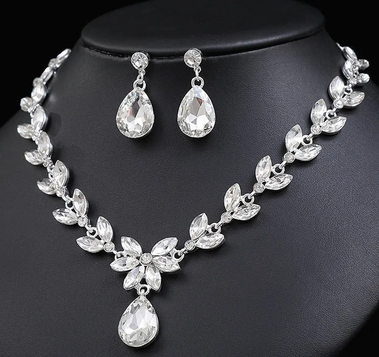 American fashionable temperament bridal jewelry necklace set leaf-shaped