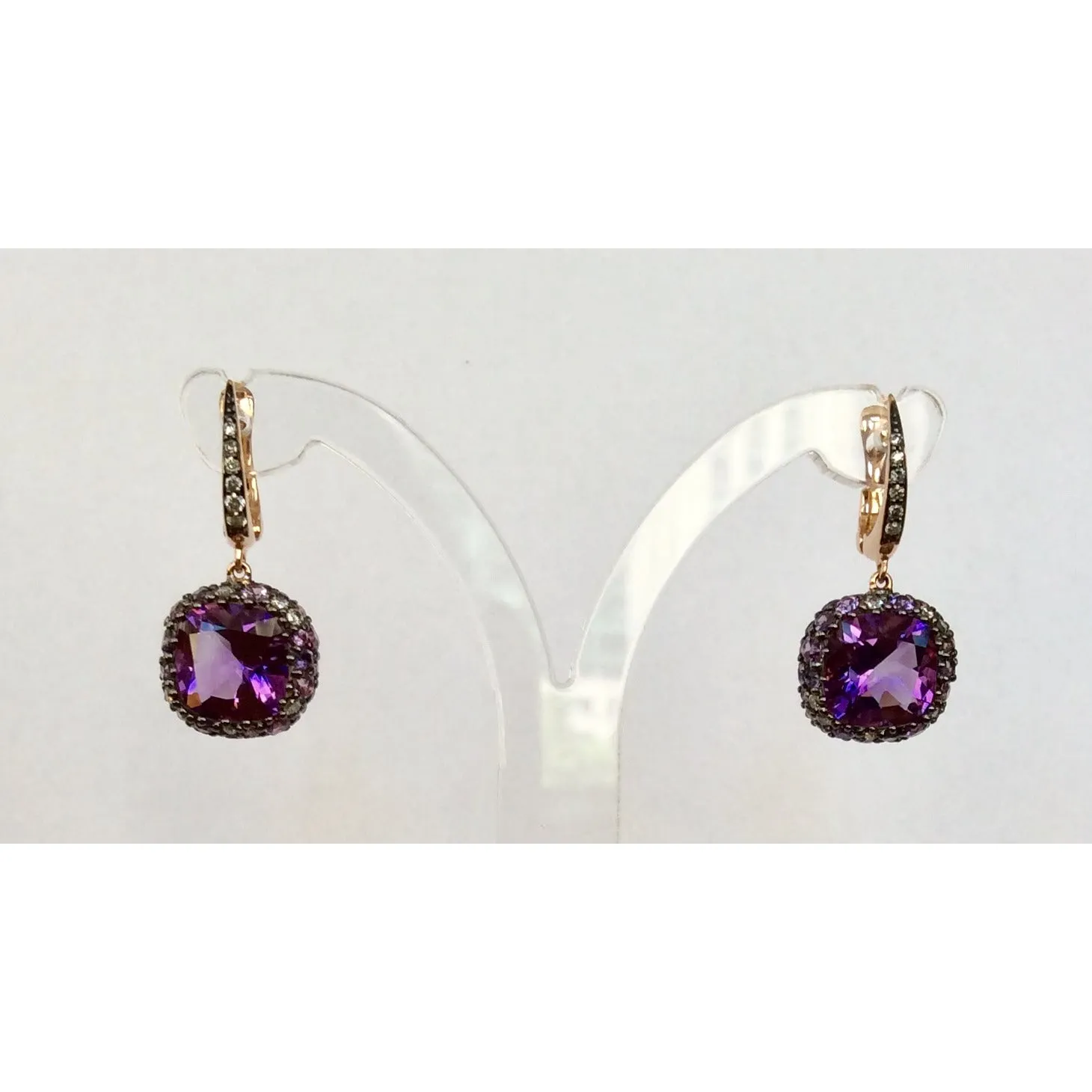 Amethyst, Purple Sapphire and Diamond Earrings