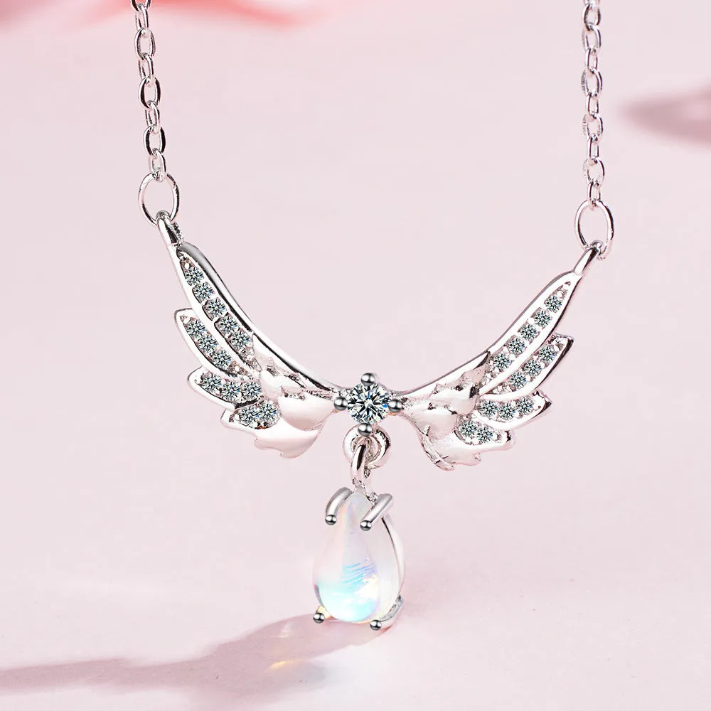 Angel Wing Moonstone Necklace