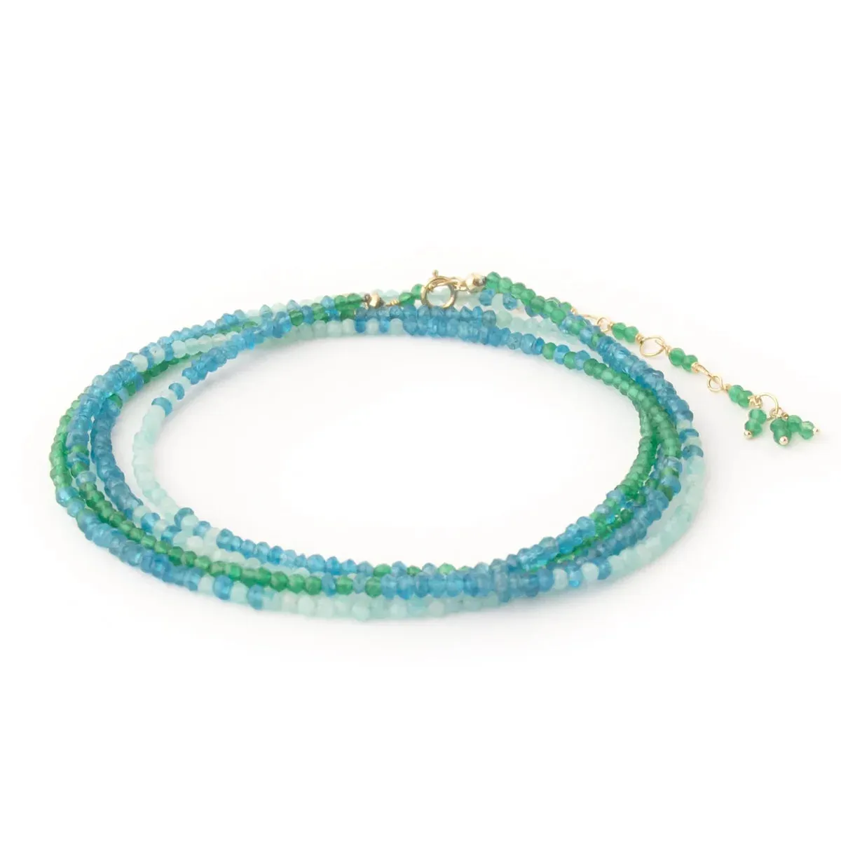 ANNE SPORTUN 34-INCH GREEN ONYX APATITE AND AMAZONITE BEAD OMBRE WRAP BRACELET