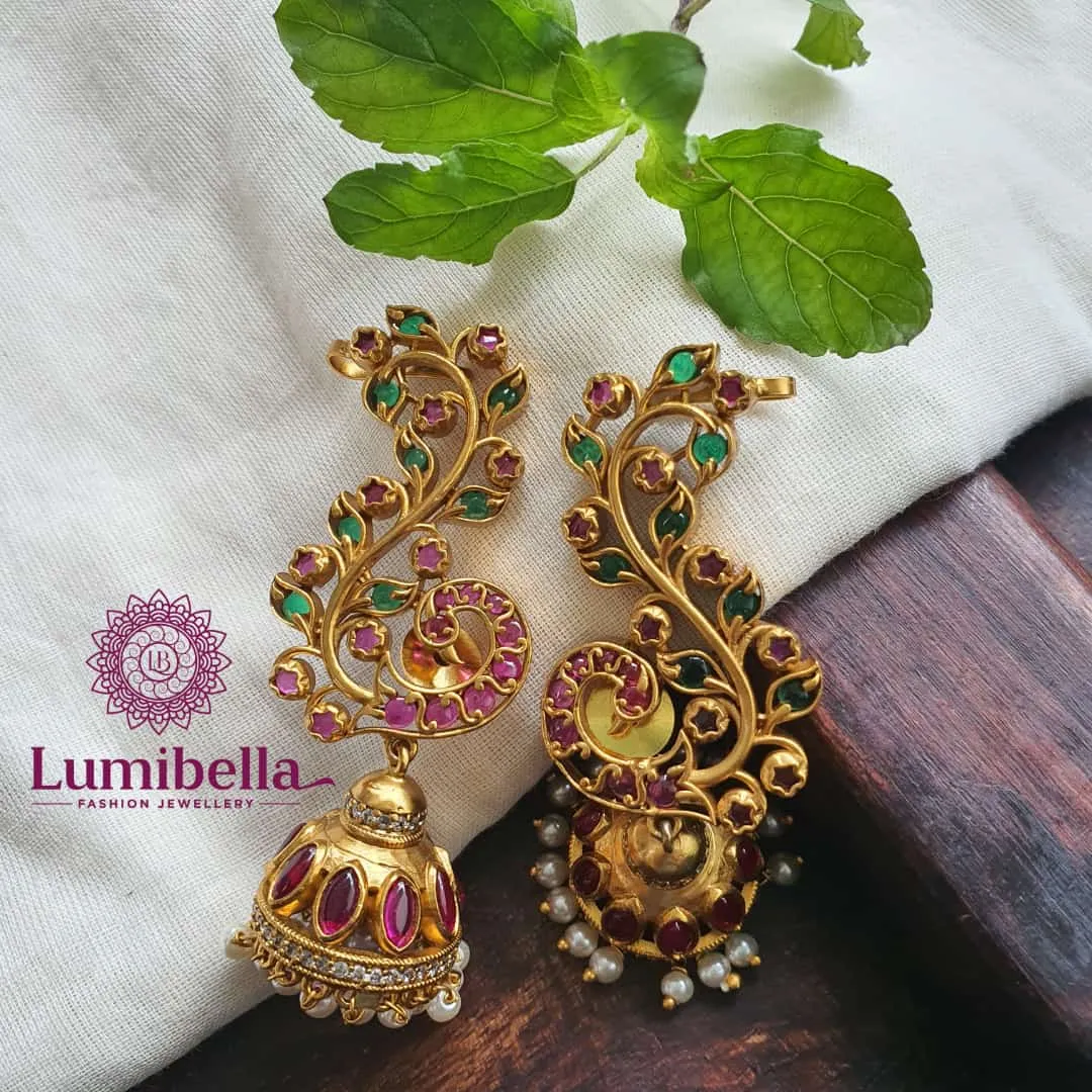 Antique Peacock Earcuff Jhumka