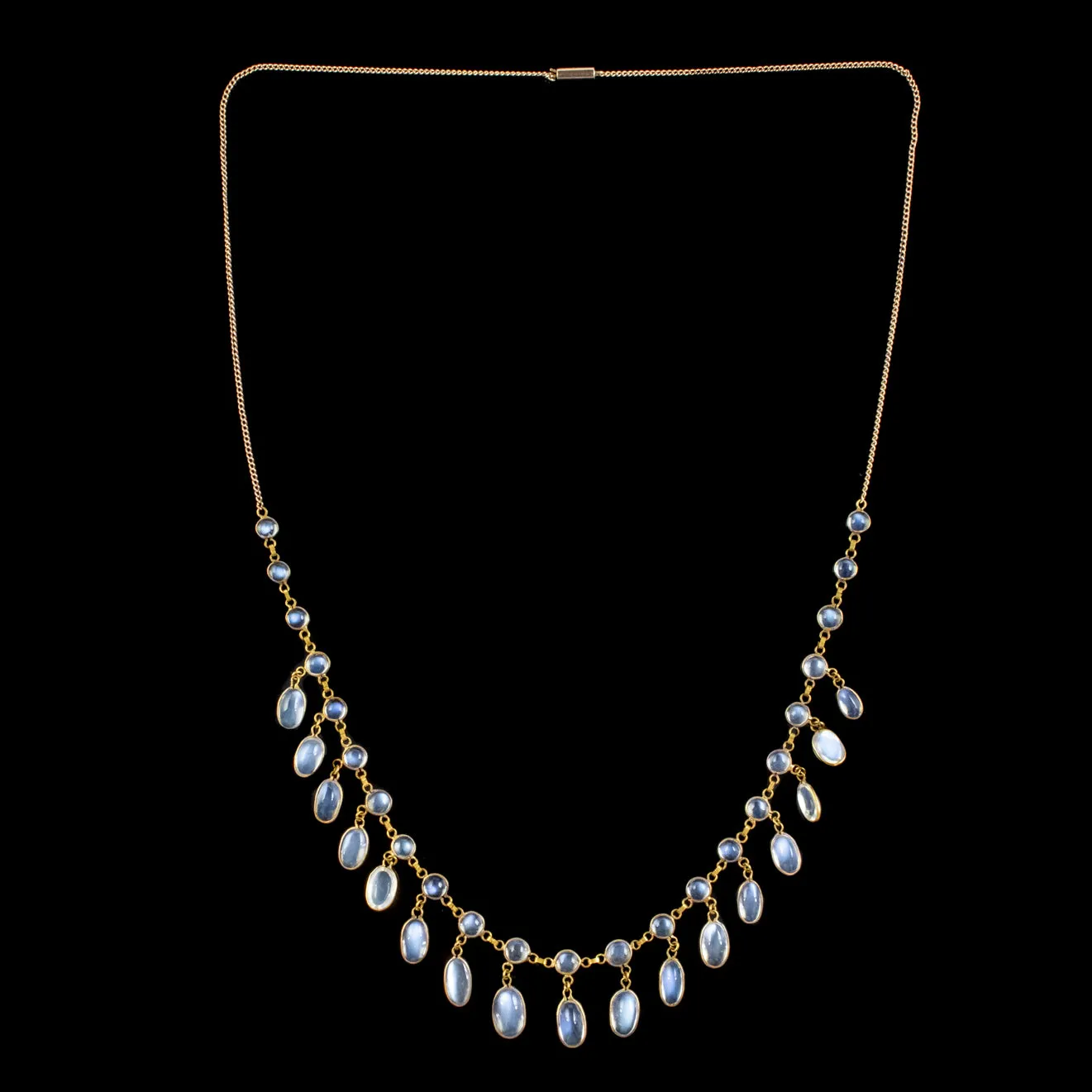 Antique Victorian Garland Moonstone Necklace 9ct Gold Circa 1900