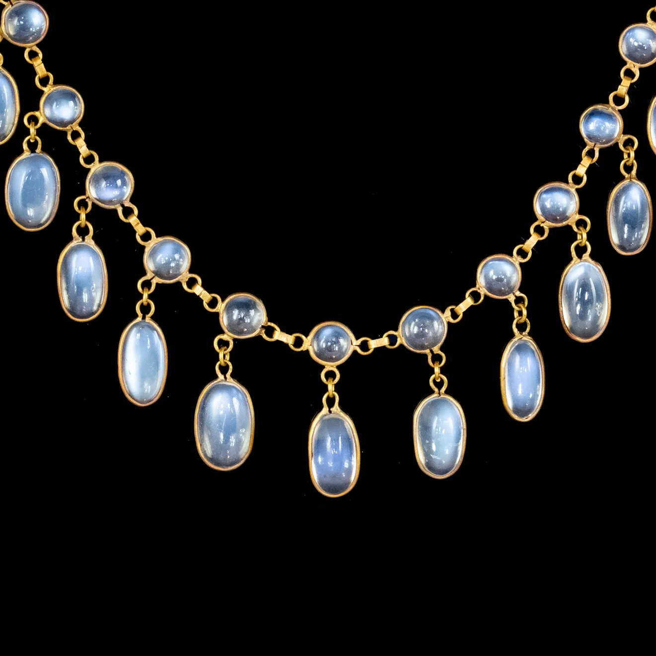 Antique Victorian Garland Moonstone Necklace 9ct Gold Circa 1900