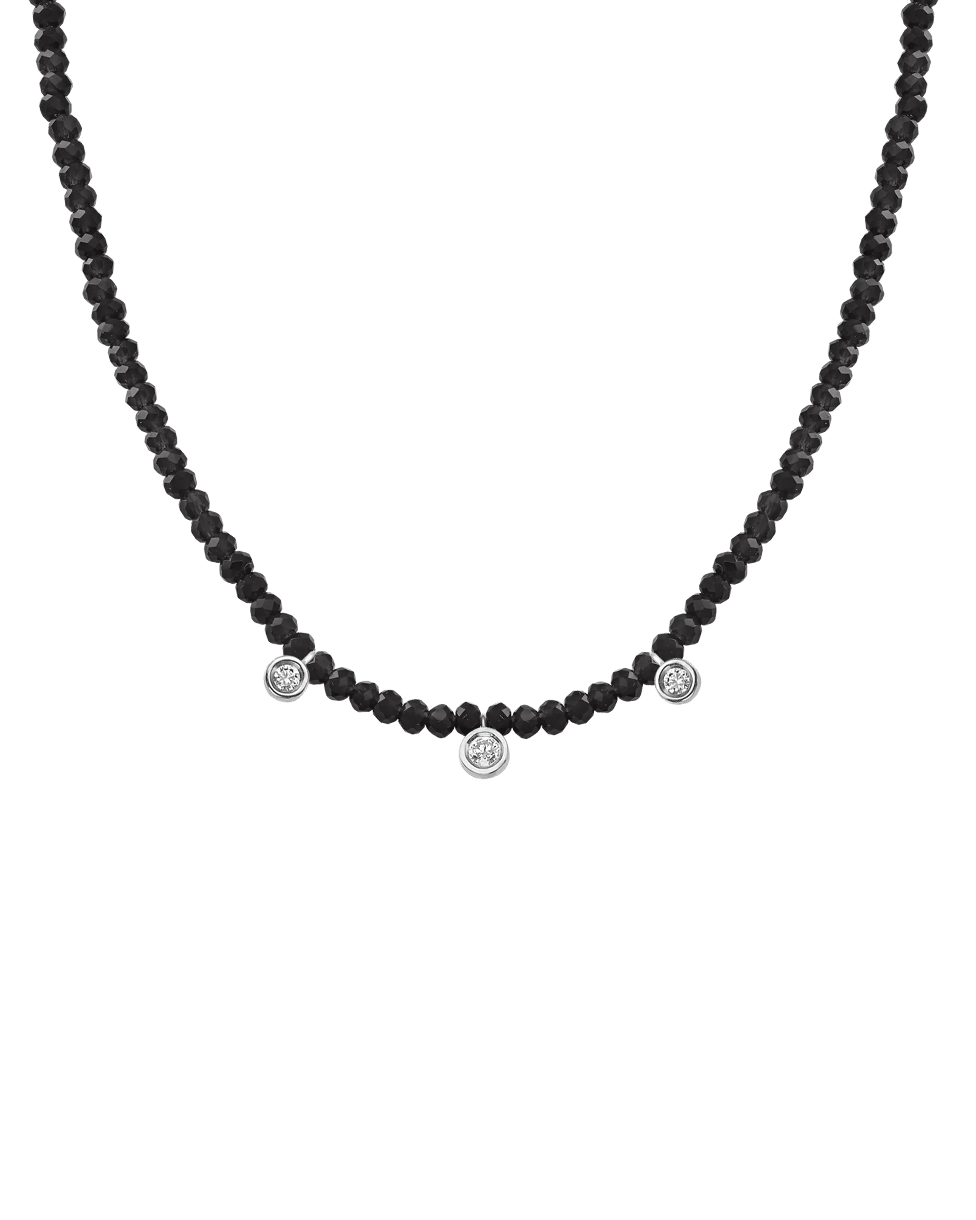 Apatite Gemstone & Three diamonds Necklace - 14K White Gold