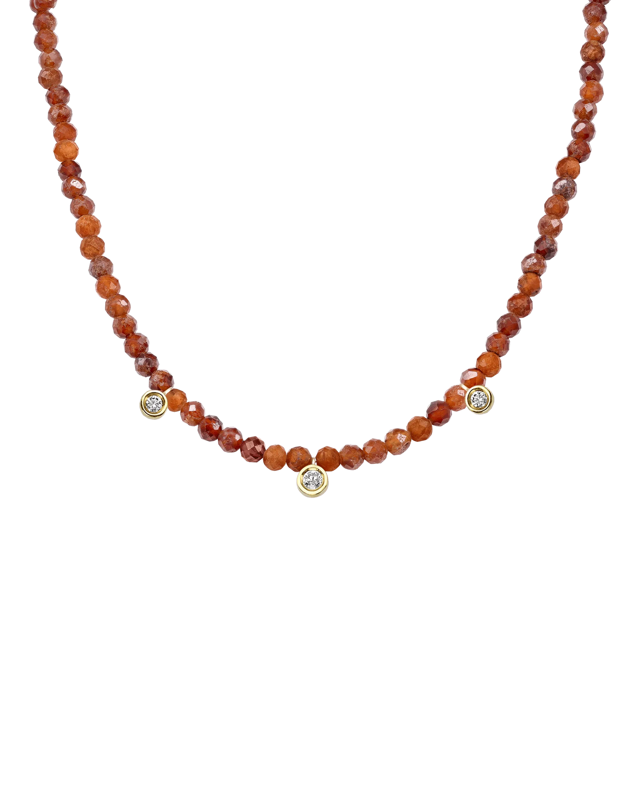 Apatite Gemstone & Three diamonds Necklace - 14K Yellow Gold