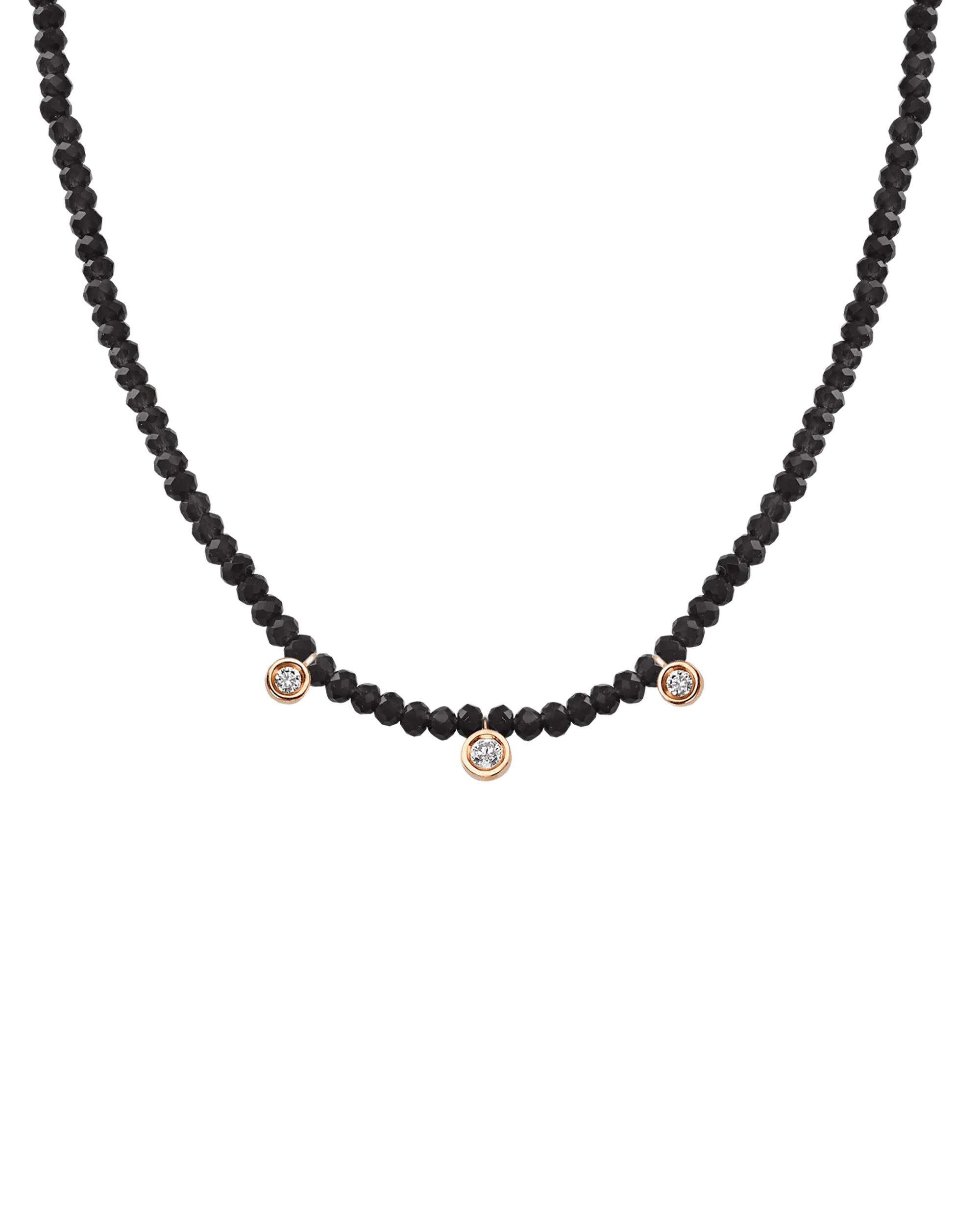 Apatite Gemstone & Three diamonds Necklace - 14K Yellow Gold