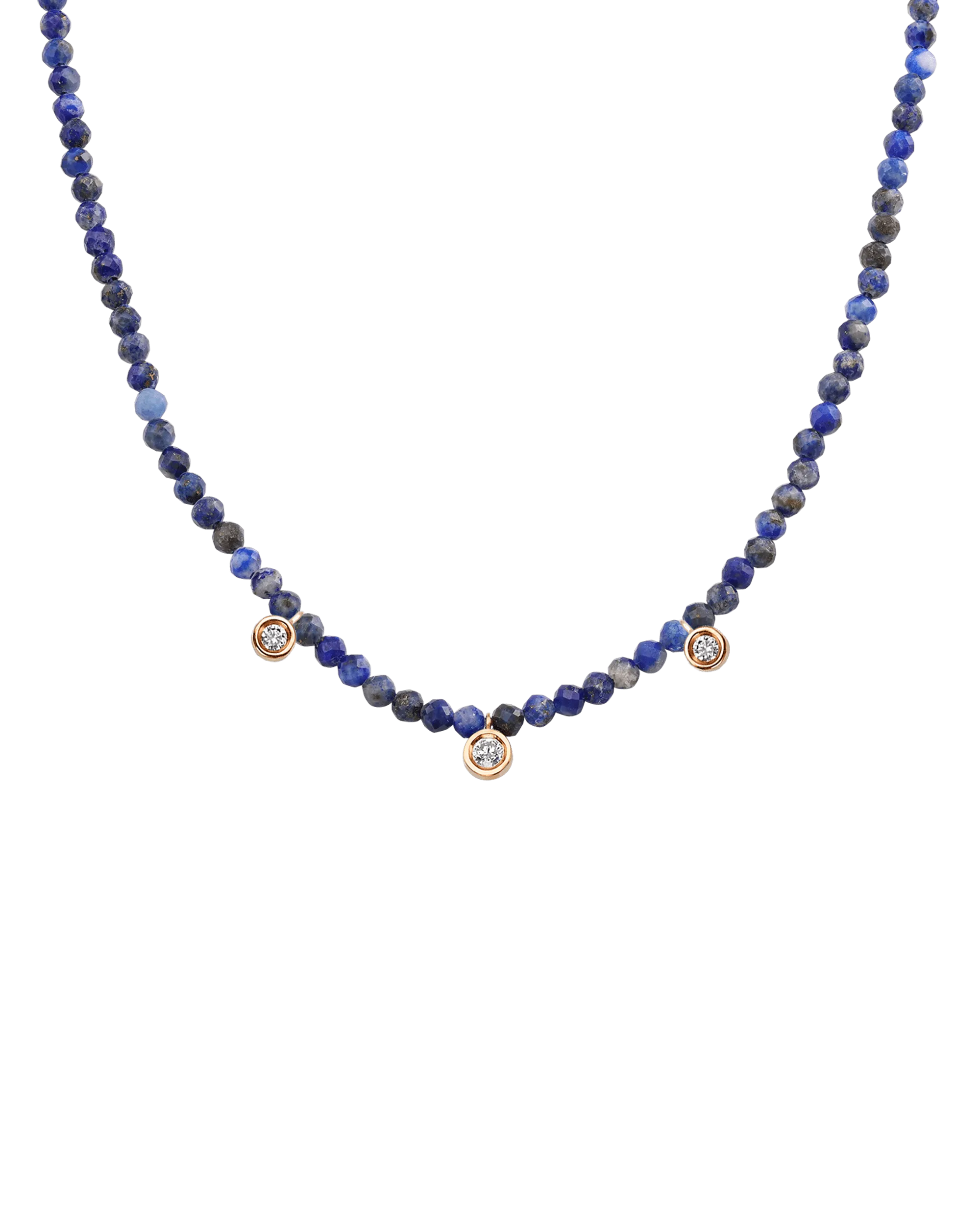 Apatite Gemstone & Three diamonds Necklace - 14K Yellow Gold