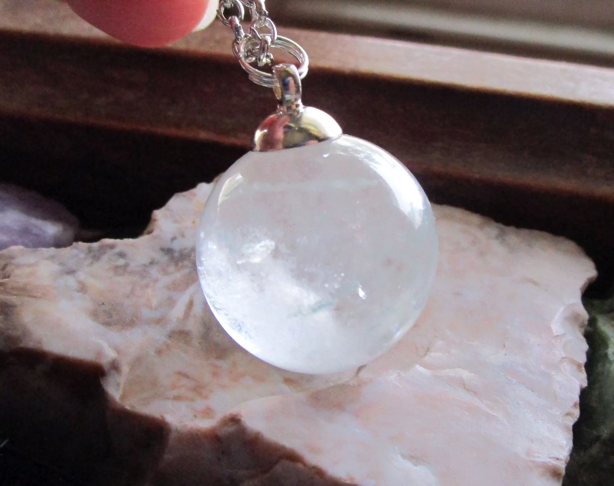 Aqua Aura Mystic Quartz Crystal Sphere Pendant Necklace