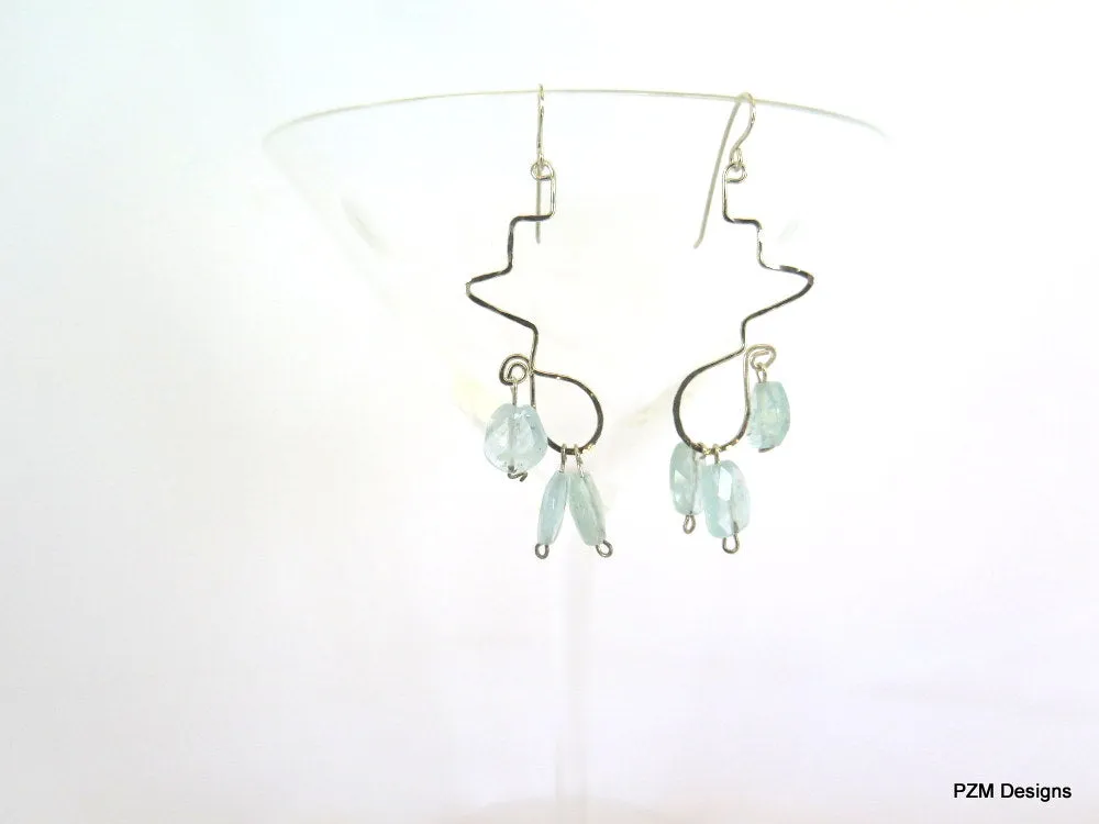 Aquamarine Earrings, March Birthstone - Handmade Earrings