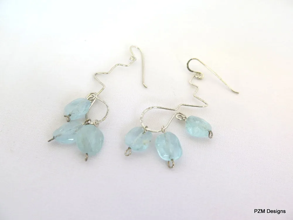 Aquamarine Earrings, March Birthstone - Handmade Earrings