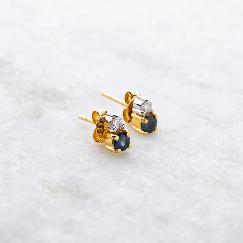 Astrid, Sapphire Diamond Studs 14k Gold