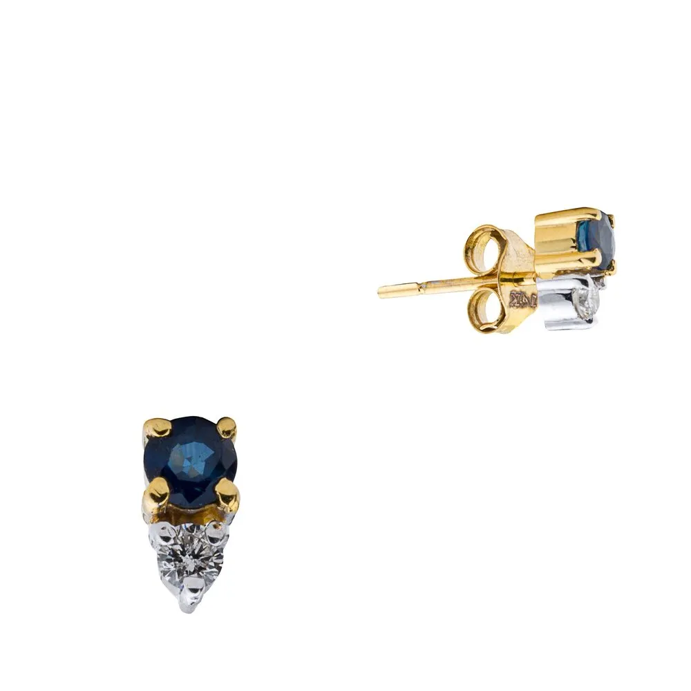 Astrid, Sapphire Diamond Studs 14k Gold