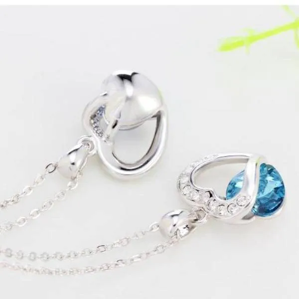 Austrian Crystal Heart Necklace and Earrings Set for Women