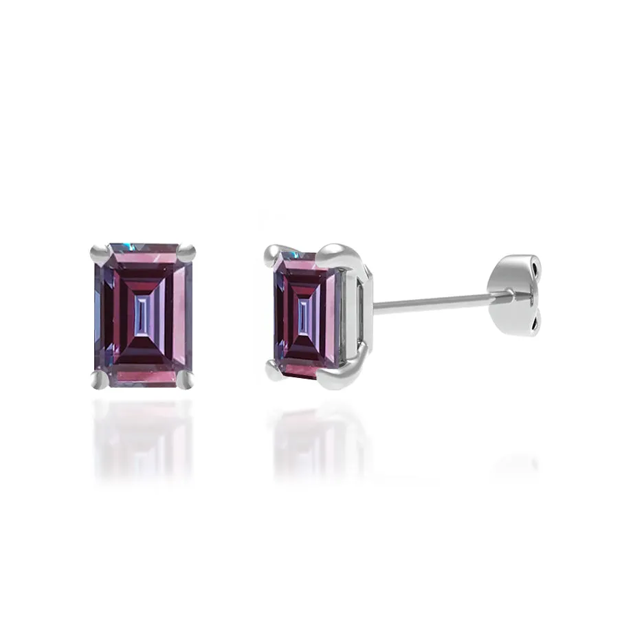 AVIANA - Emerald Alexandrite 950 Platinum Stud Earrings