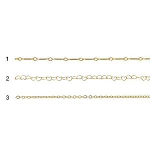 Bar, Heart, Rollo chain for permanent - Yellow Goldfilled