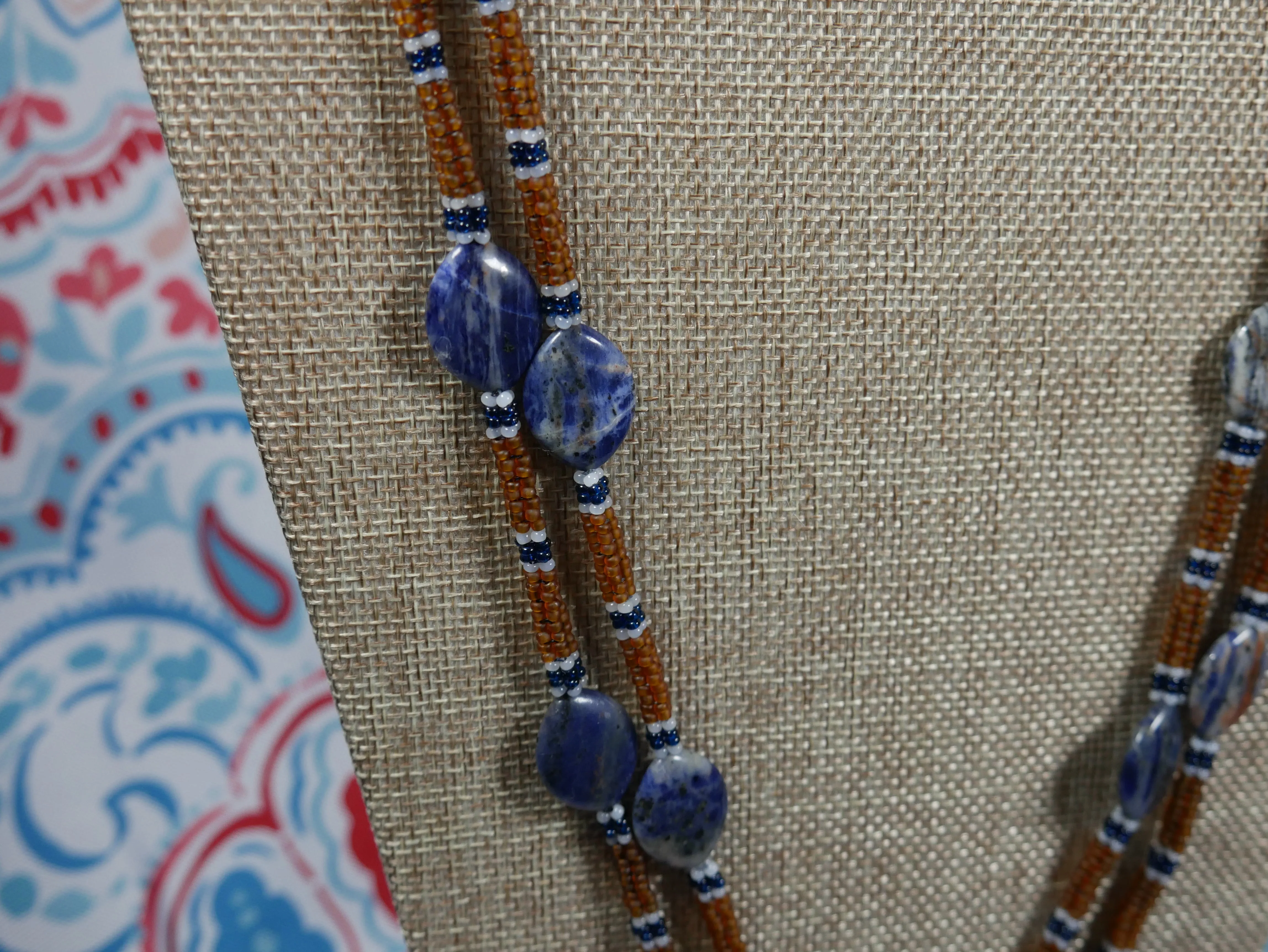 Beaded Blue Lapis Rope Necklace