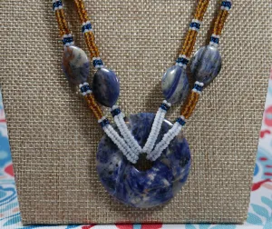 Beaded Blue Lapis Rope Necklace