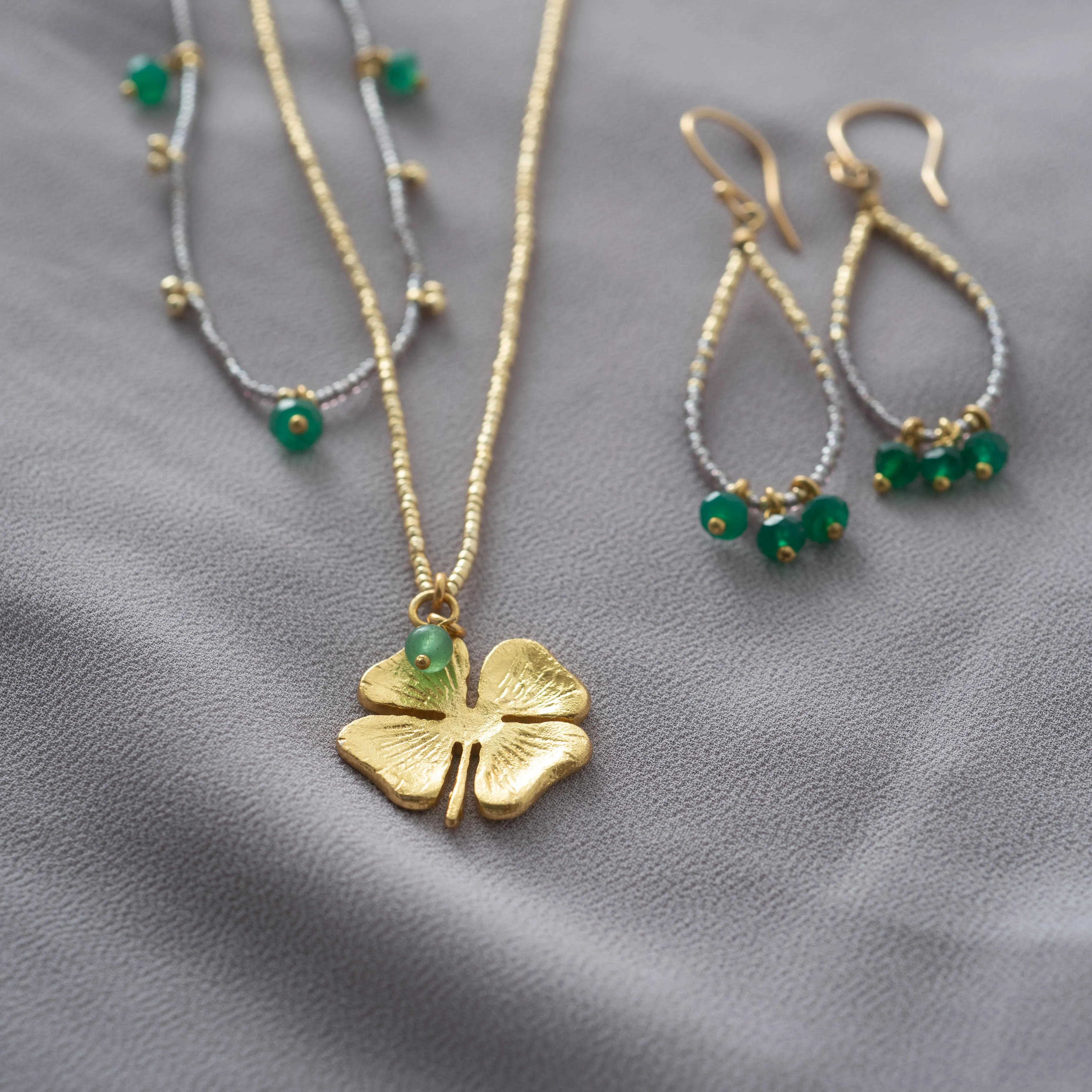 Becoming Aventurine Gold Plated Earrings - A Beautiful Story