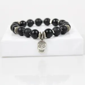 Biker Black Bead Bracelet