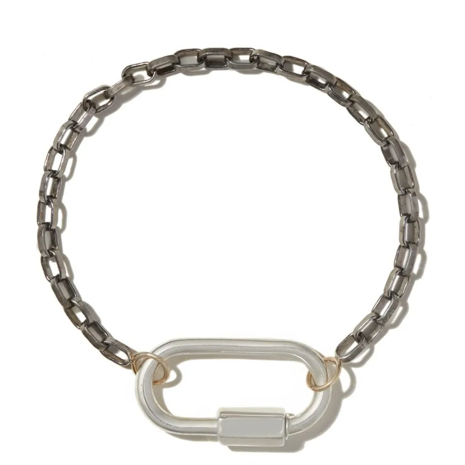 Biker Chain Bracelet in Blackened Silver