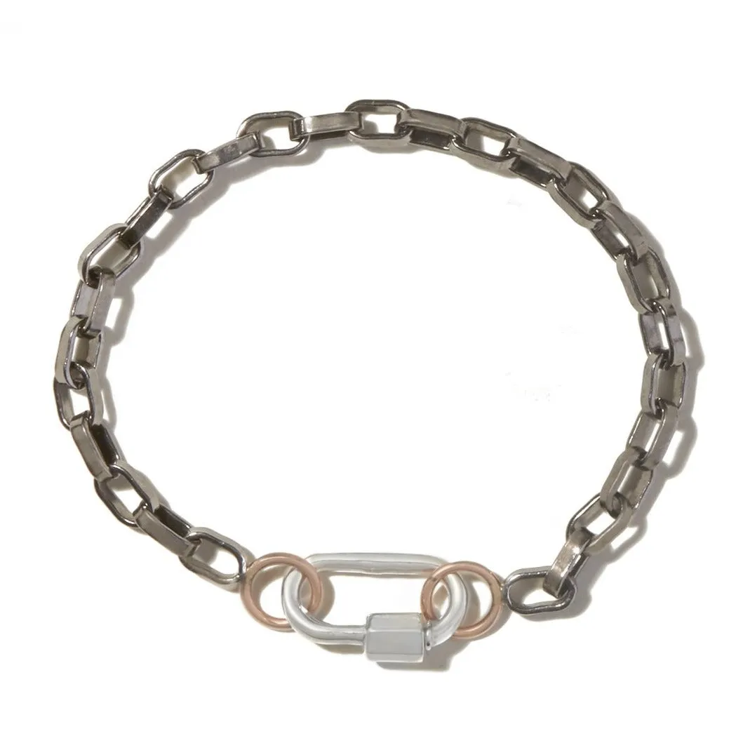 Biker Chain Bracelet in Blackened Silver