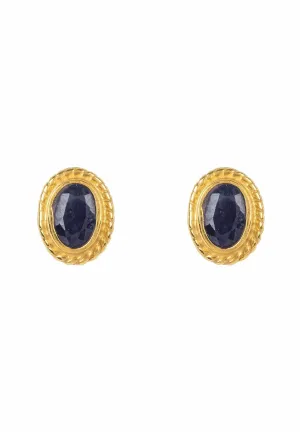 Birthstone Gold Gemstone Stud Earring September Sapphire