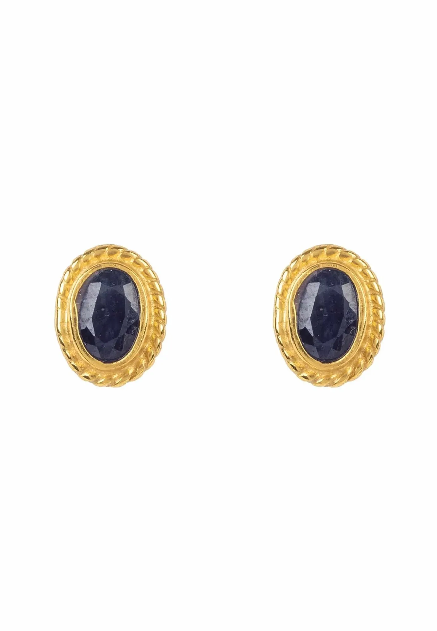 Birthstone Gold Gemstone Stud Earring September Sapphire