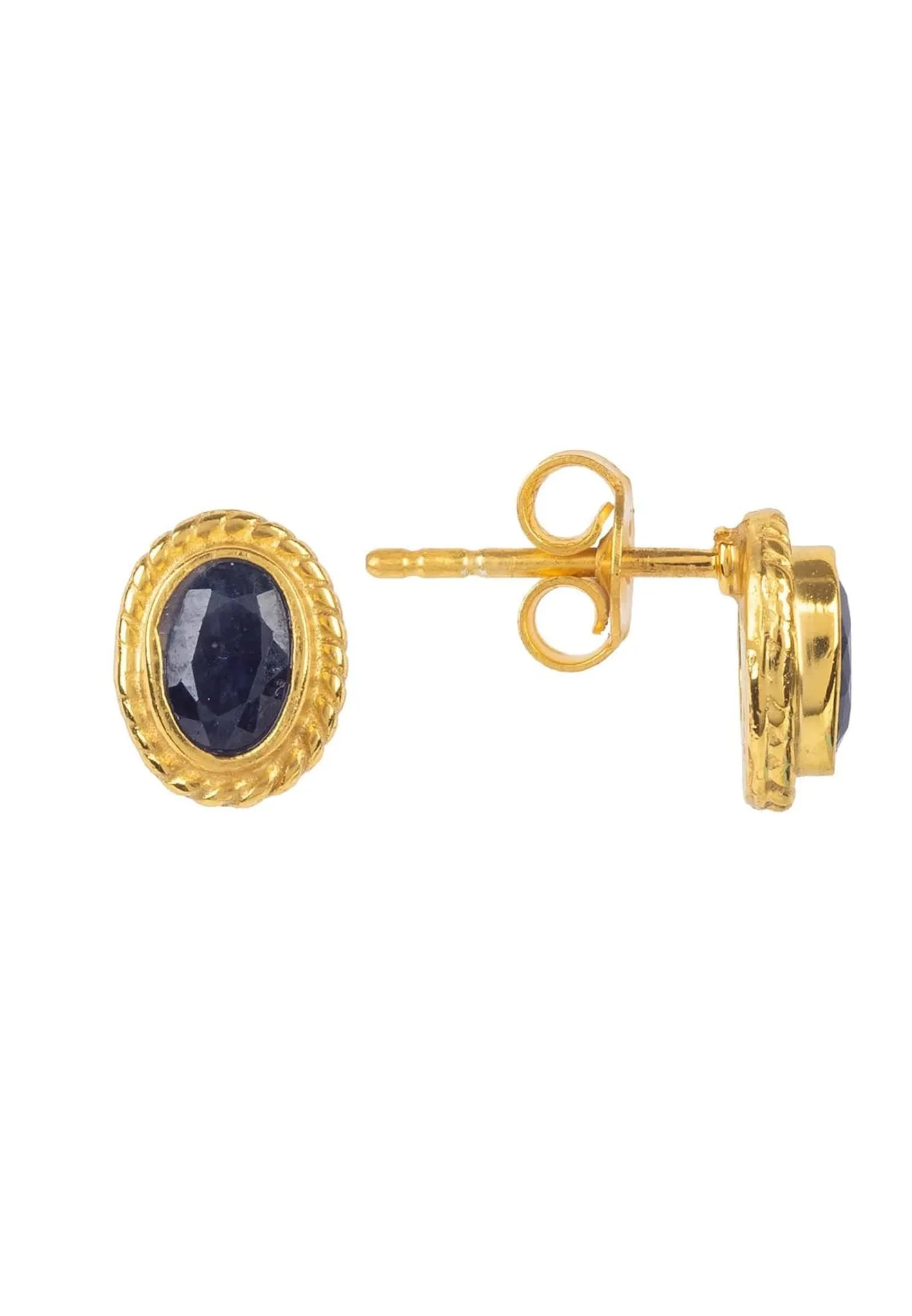 Birthstone Gold Gemstone Stud Earring September Sapphire